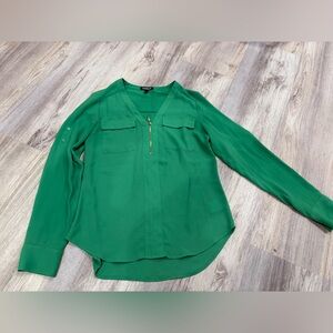 Express Green Blouse with Zipper Detail